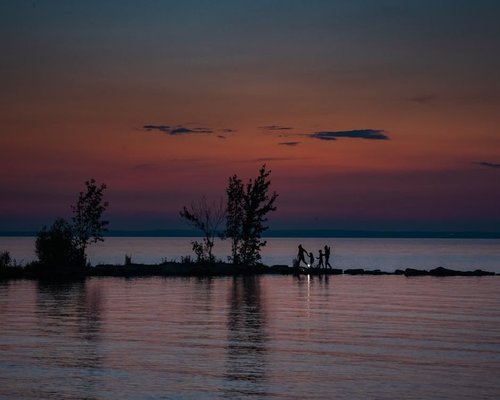 Family taking an evening stroll